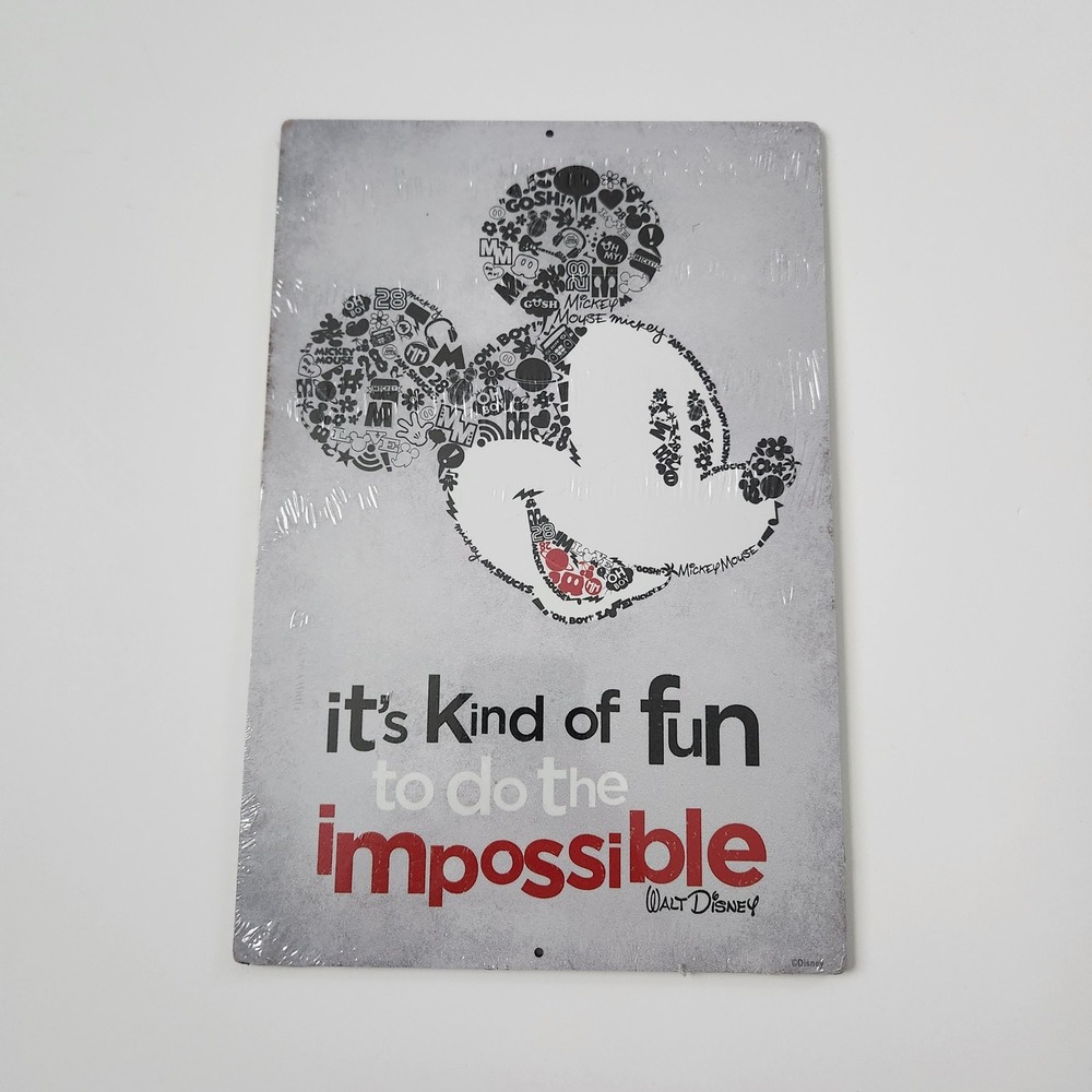 Disney Mickey Mouse Sign Walt Disney "It's Kind of Fun To Do The Impossible" NEW